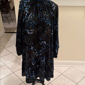 Floral Black and Blue Women's Dress